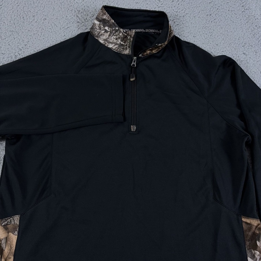 Browning 1/4 Zip Pullover Mens Medium Black Camo Performance Hunting Base Layer